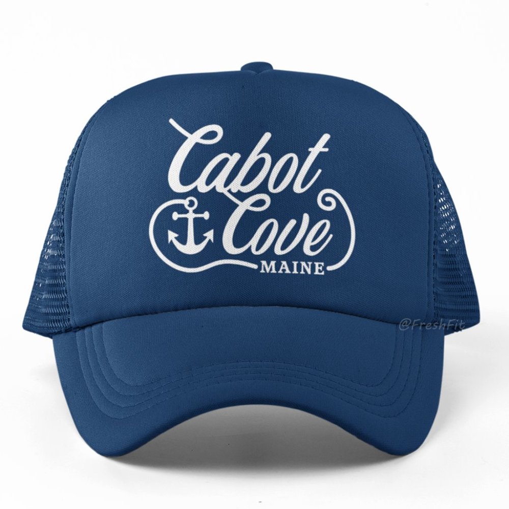 🆕Cabot Cove Maine Foam Trucker Hat Mesh Snapback Cap Navy Blue
